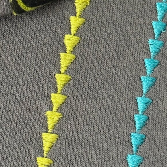 Boho Hippie Retro Trippy Green Embroidered Women's Sweatshirt Cowl Neck Lrg NWOT - Picture 4 of 15